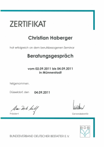 Zertifikat Ch Beratungsgespräch 2011